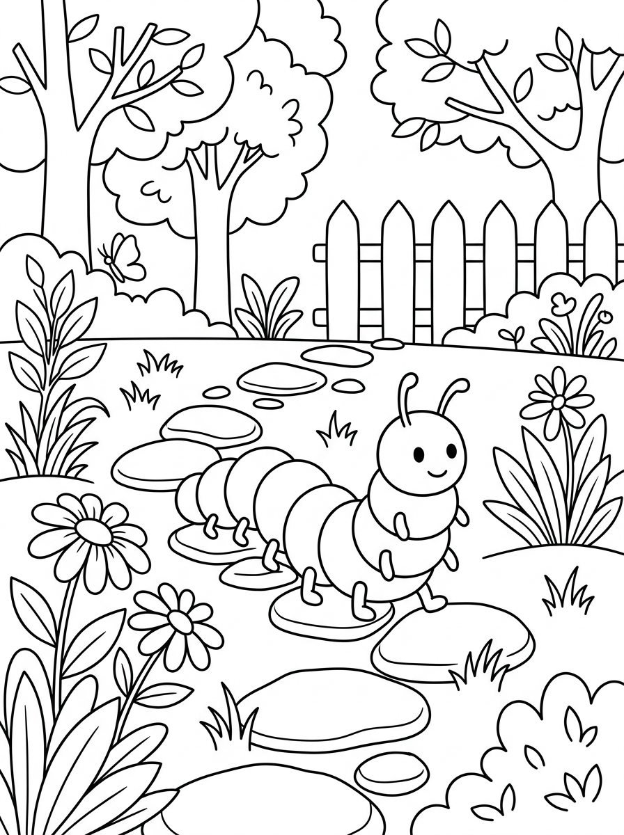 free Caterpillar tree coloring pages