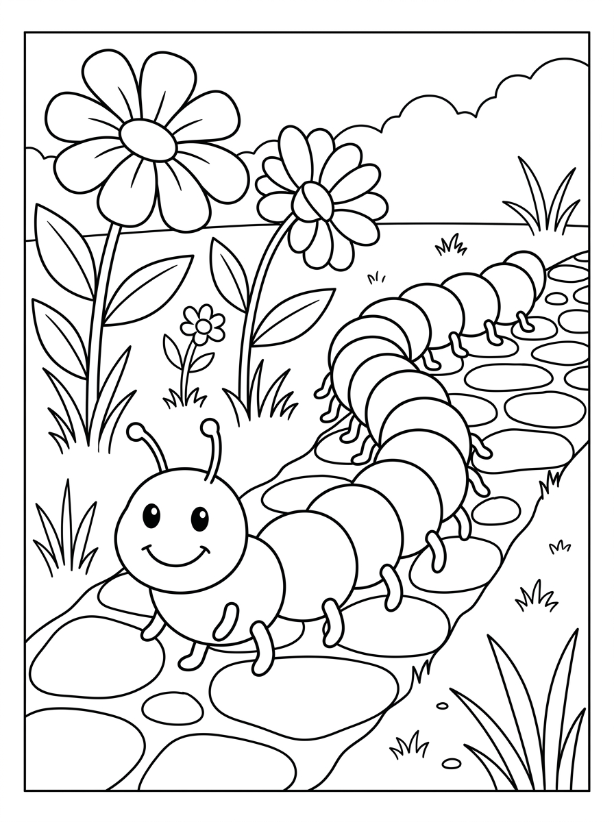 vintage Caterpillar coloring pages