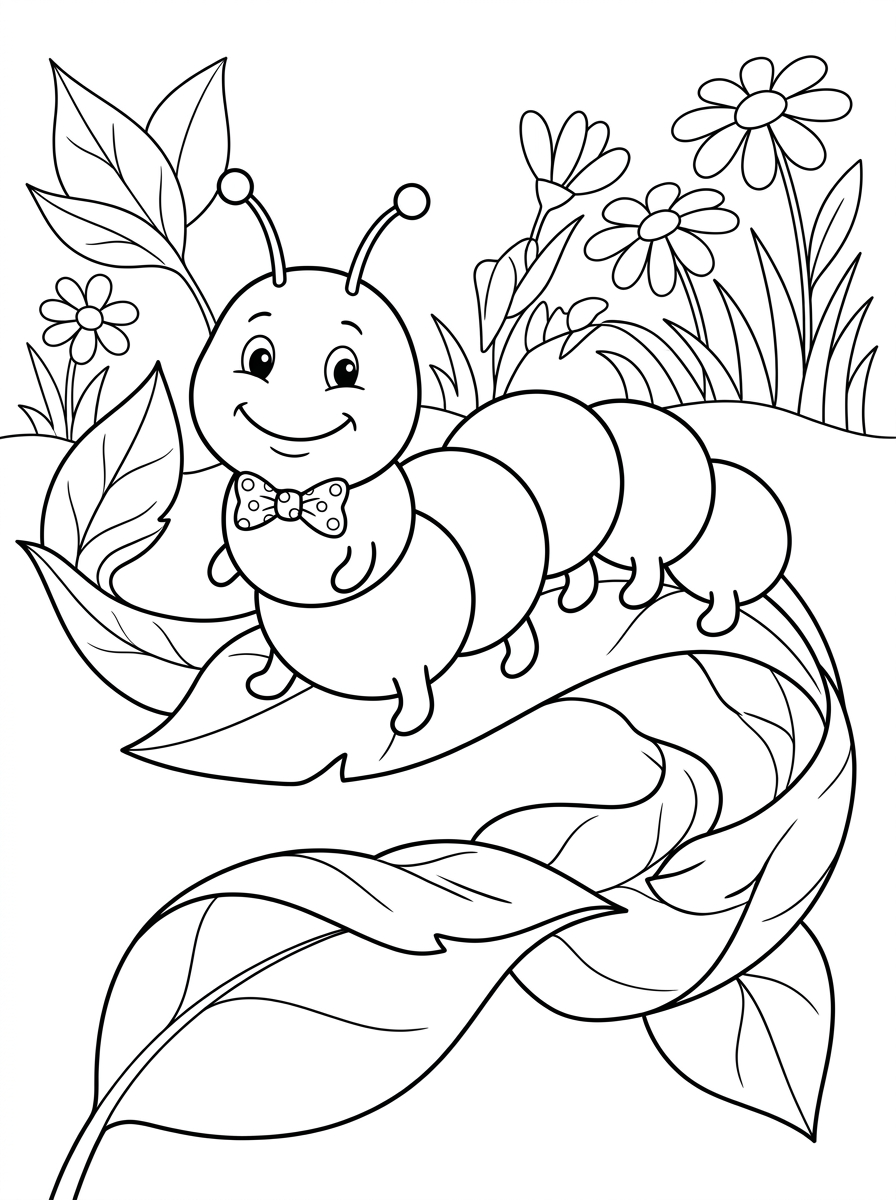 easy cute Caterpillar coloring pages