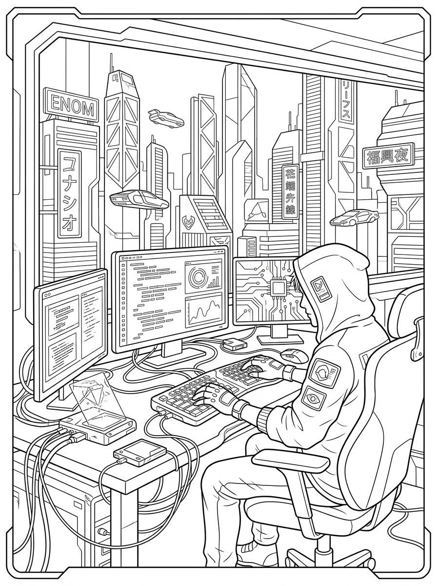 Cyberpunk Coloring Pages 22 Cyberpunk cards coloring pages 1