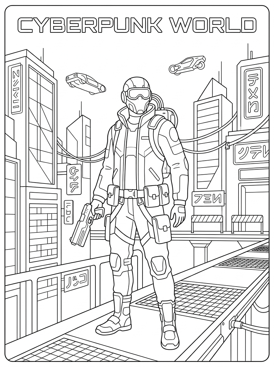 Cyberpunk Coloring Pages 6 Cyberpunk coloring pages easy