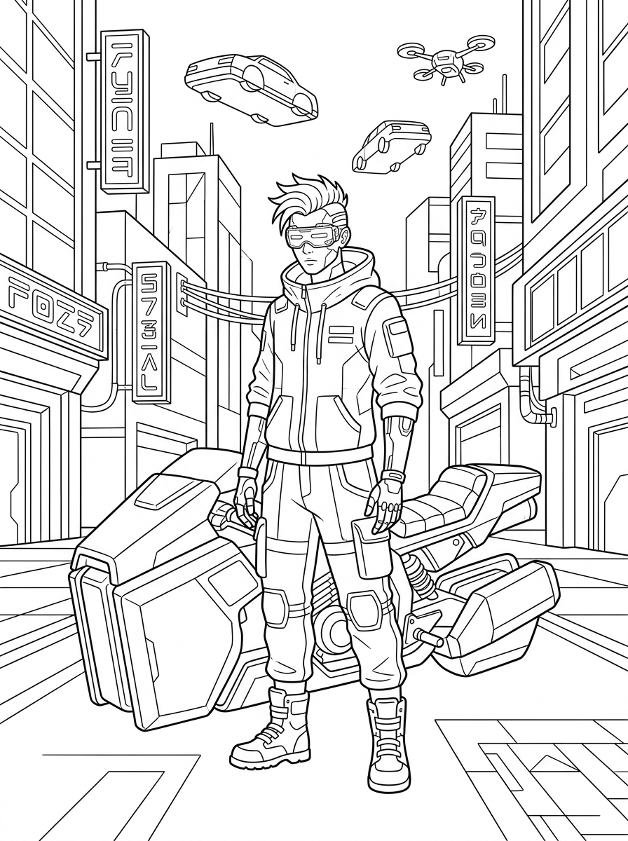 Cyberpunk Coloring Pages 7 free printable Cyberpunk coloring pages
