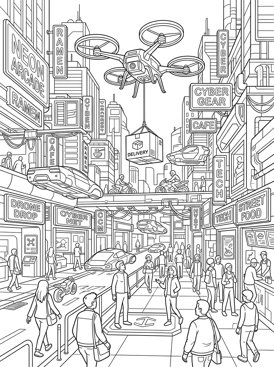 Cyberpunk Coloring Pages 9 easy cute Cyberpunk coloring pages