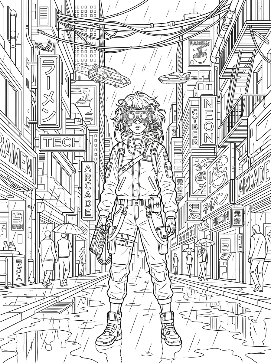 Cyberpunk Coloring Pages 10 free adult Cyberpunk coloring pages