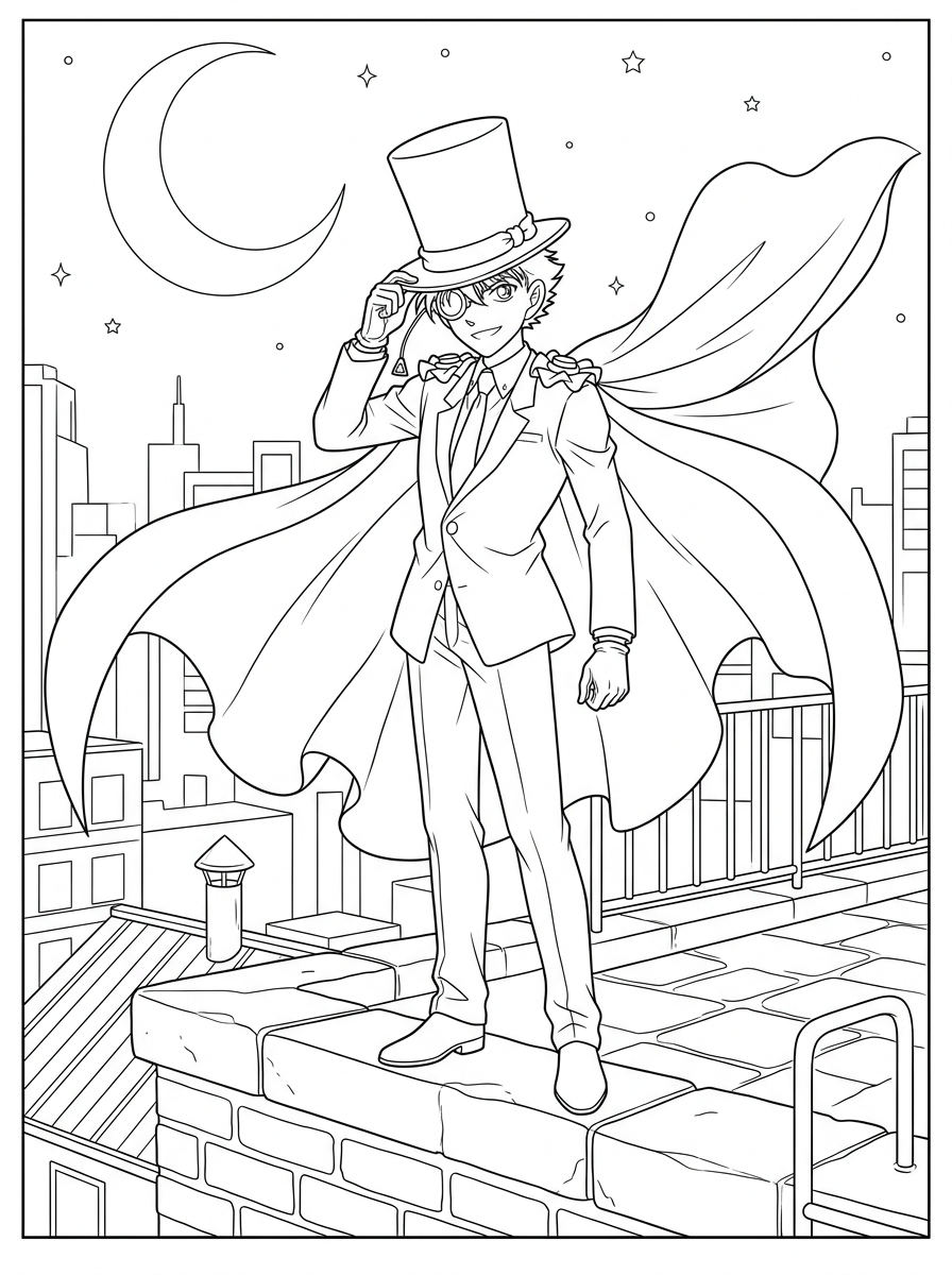 detailed Detective Conan coloring pages for adults