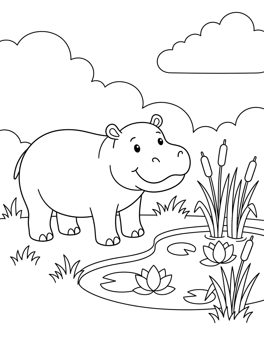 free Hippo printable coloring pages