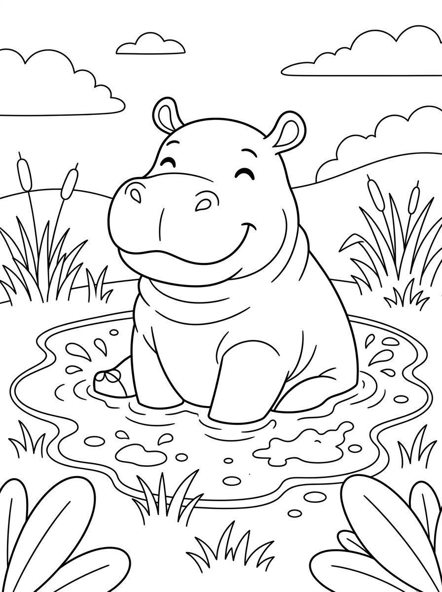 free Hippo coloring pages printable