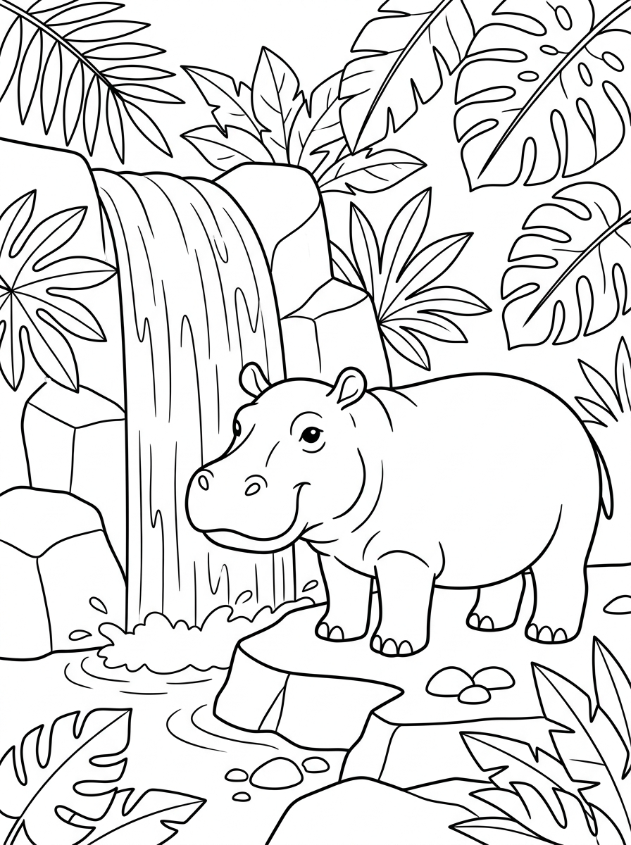 free Hippo coloring pages printable 1