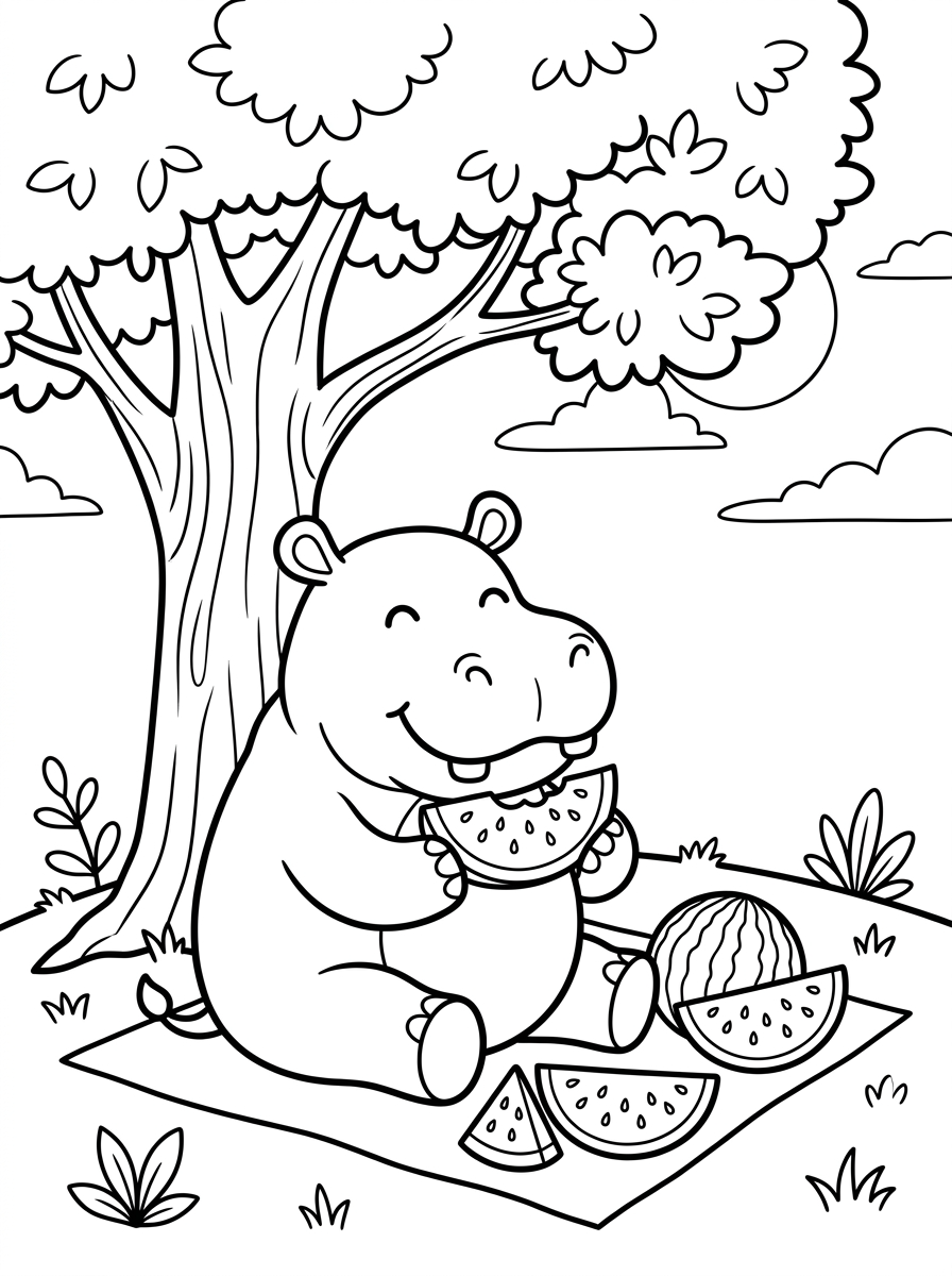 Hippo coloring pages