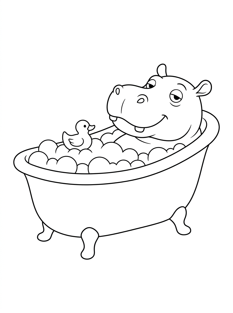 Hippo coloring pages for kids