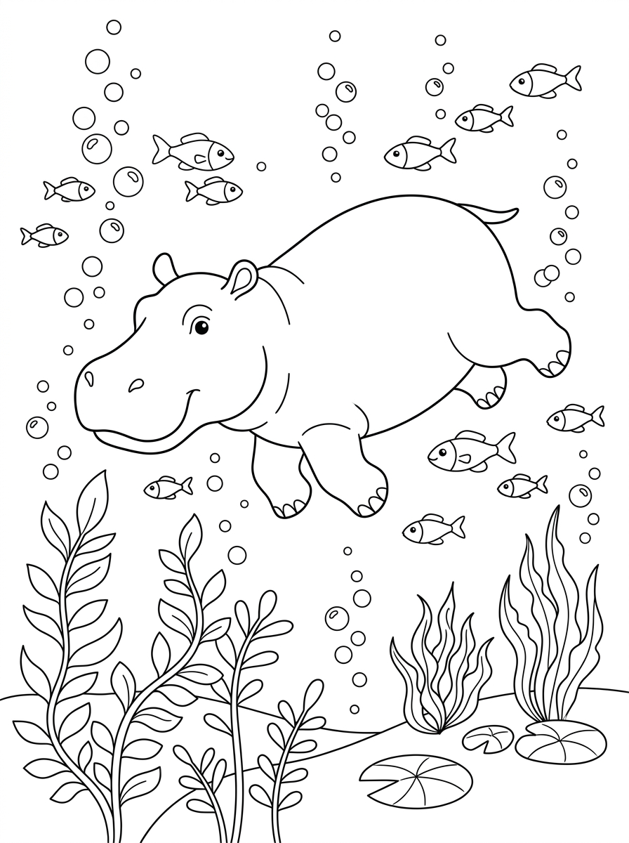cute Hippo coloring pages