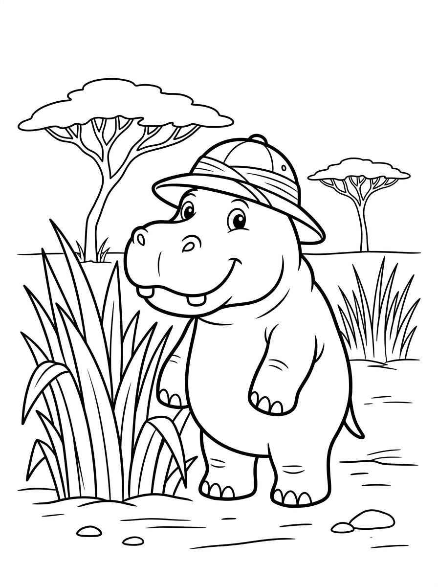 Hippo coloring pages for preschoolers