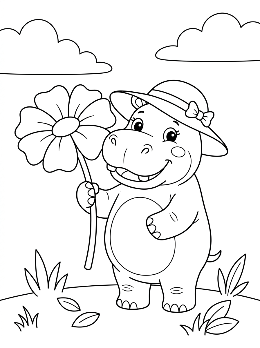 free printable Hippo coloring pages for adults