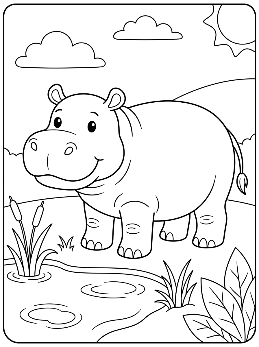 free printable coloring pages Hippo