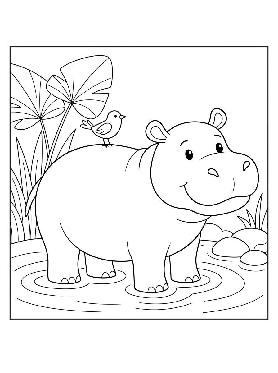 Hippo coloring pages to print