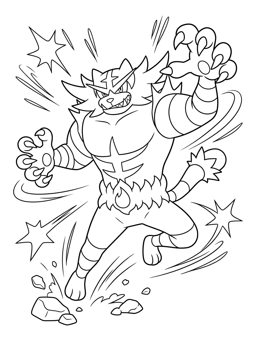 free full size printable Incineroar coloring pages for adults pdf