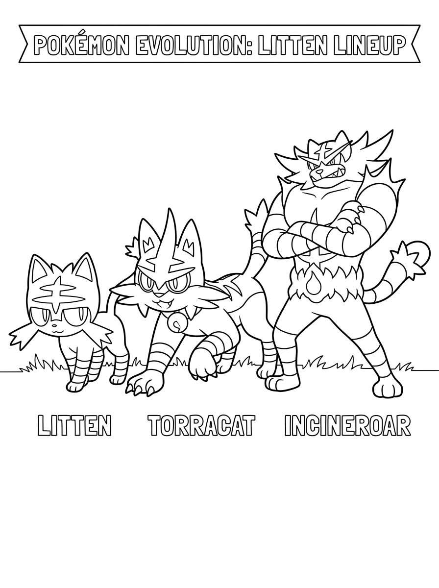 free Incineroar coloring pages pdf 1