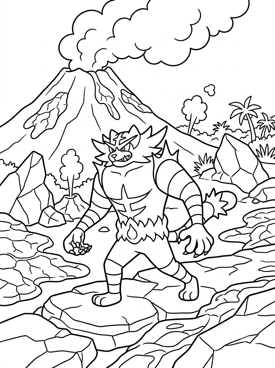 Incineroar themed coloring pages