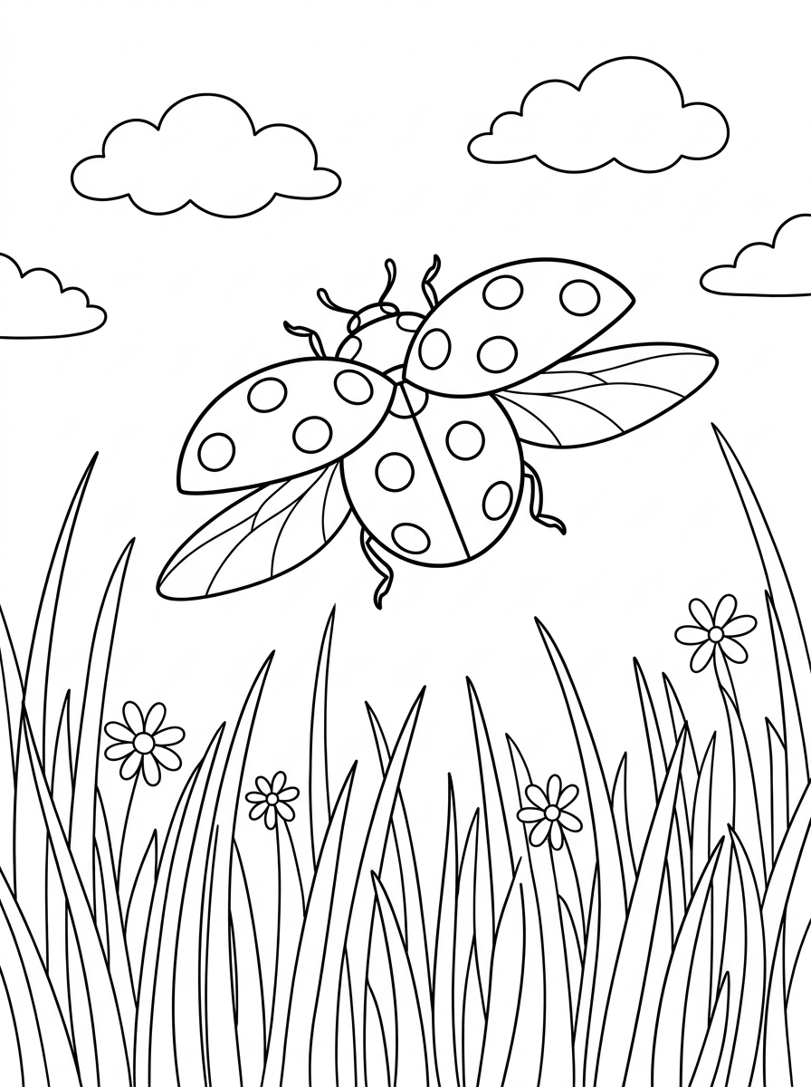 kawaii cute Ladybug coloring pages