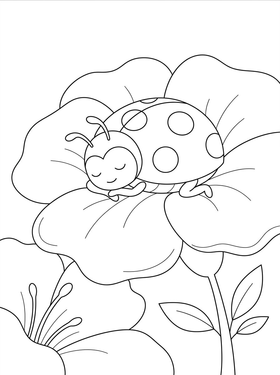 kawaii cute Ladybug coloring pages 1