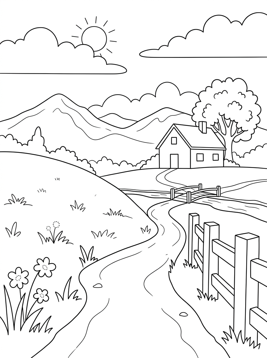 Landscape Coloring Pages 11 printable Landscape coloring pages for adults