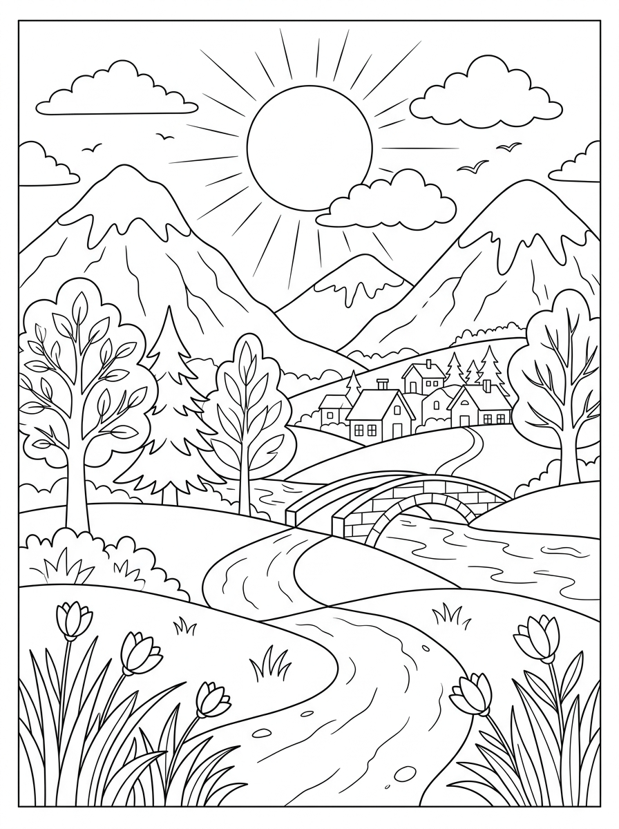 Landscape Coloring Pages 12 coloring pages printable Landscape
