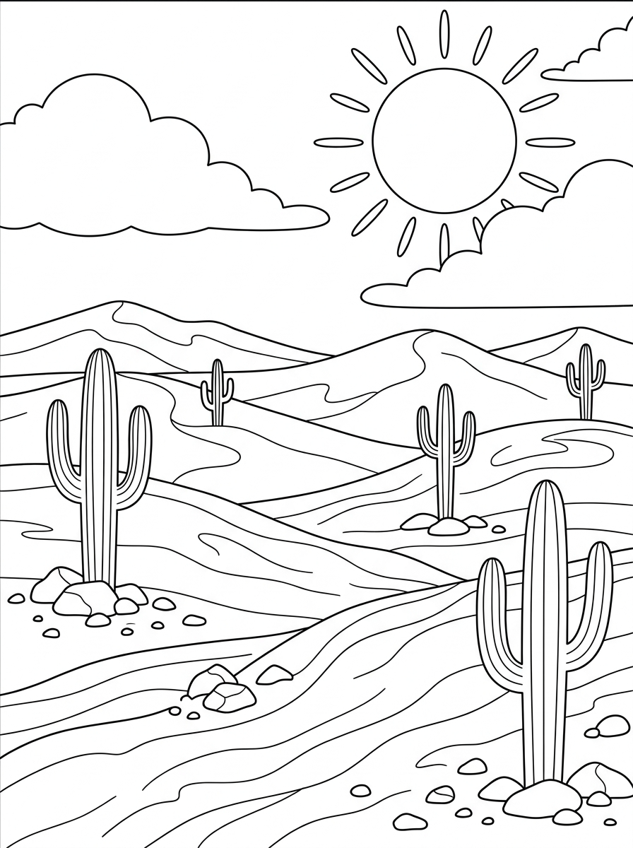 Landscape Coloring Pages 6 kids Landscape coloring pages