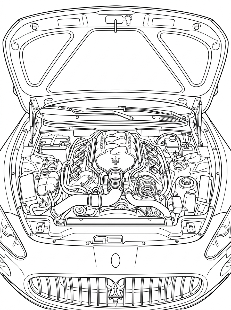 detailed Maserati coloring pages for adults