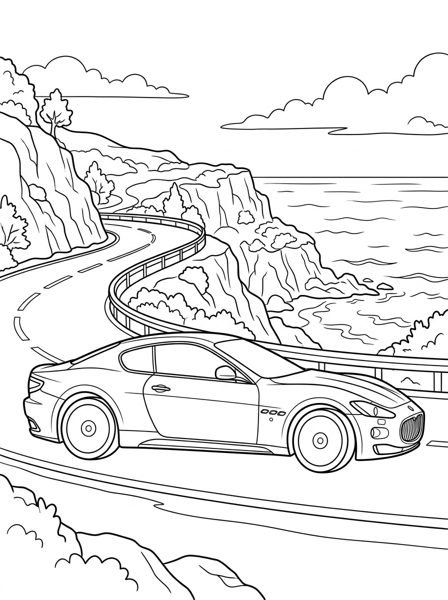 detailed Maserati coloring pages for adults 1