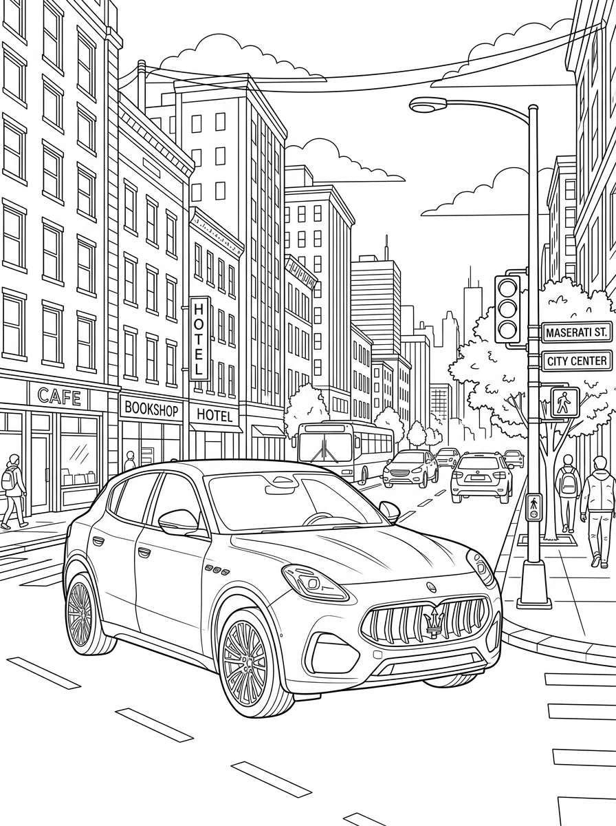 Maserati coloring pages for preschoolers