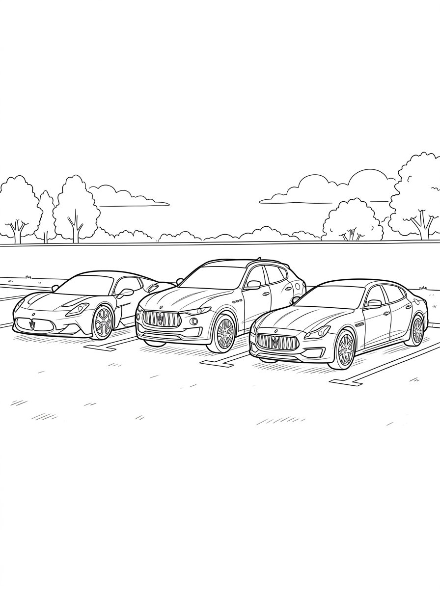 easy cute Maserati coloring pages