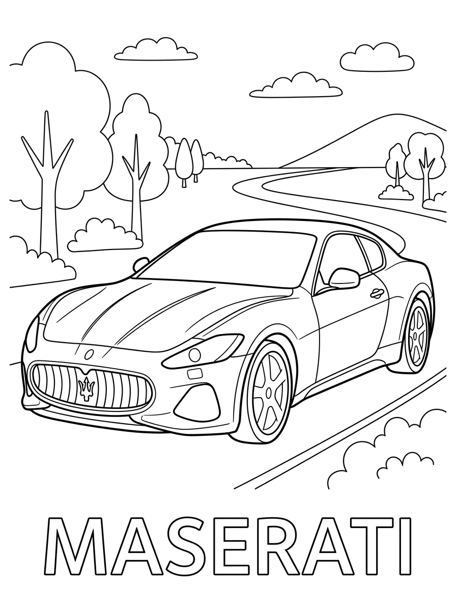 free full size printable Maserati coloring pages for adults pdf