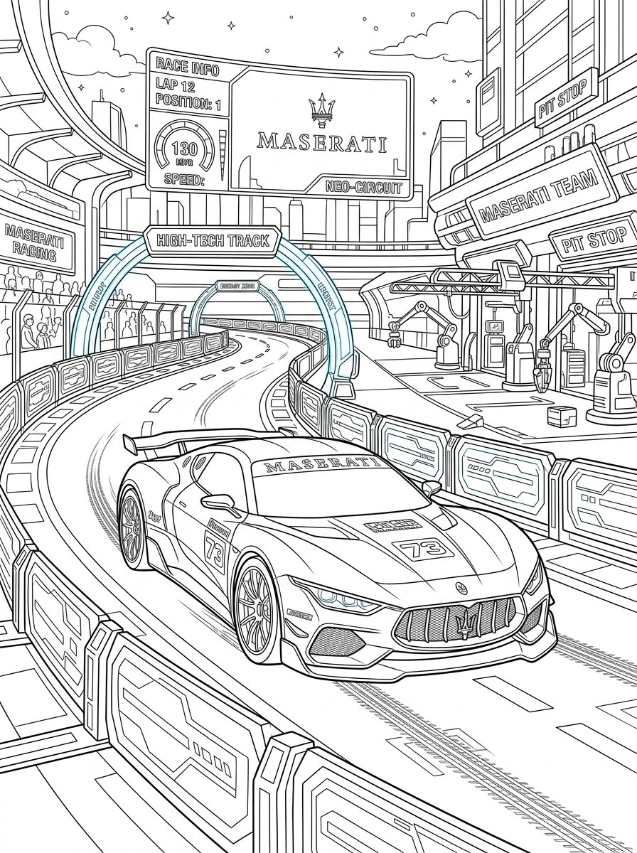 kids Maserati coloring pages 2
