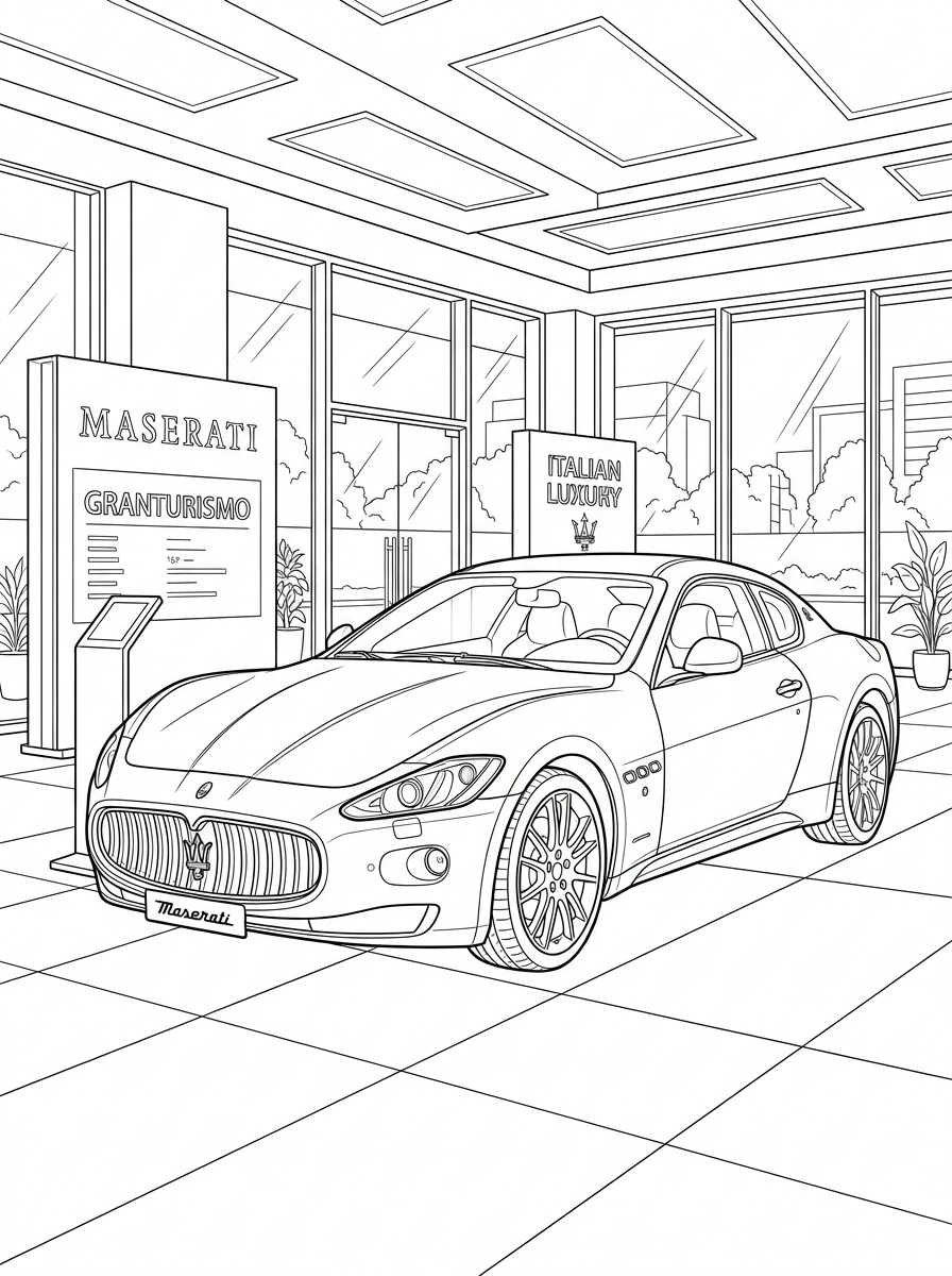 Maserati decorations coloring pages