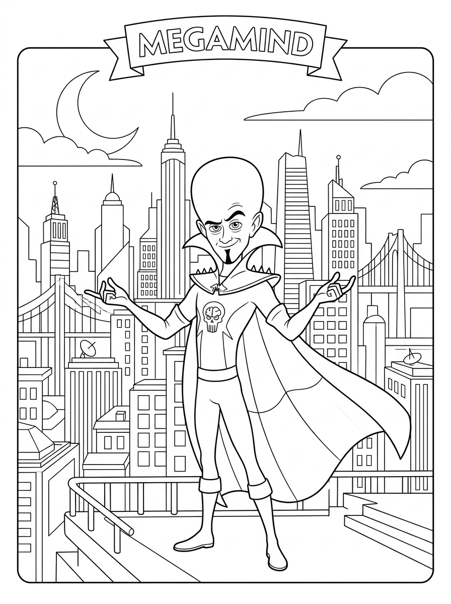 Megamind Coloring Pages 4 free Megamind coloring pages