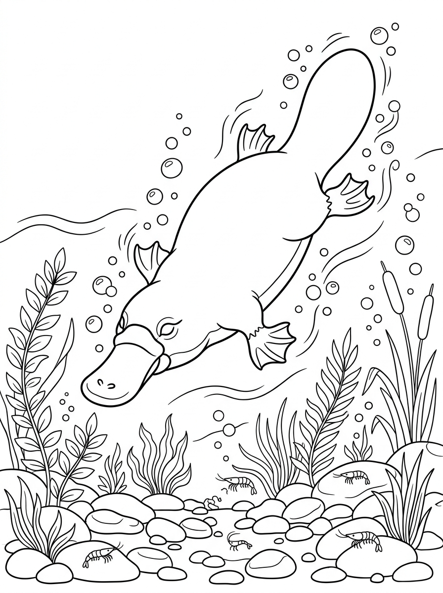 detailed Platypus coloring pages for adults 1