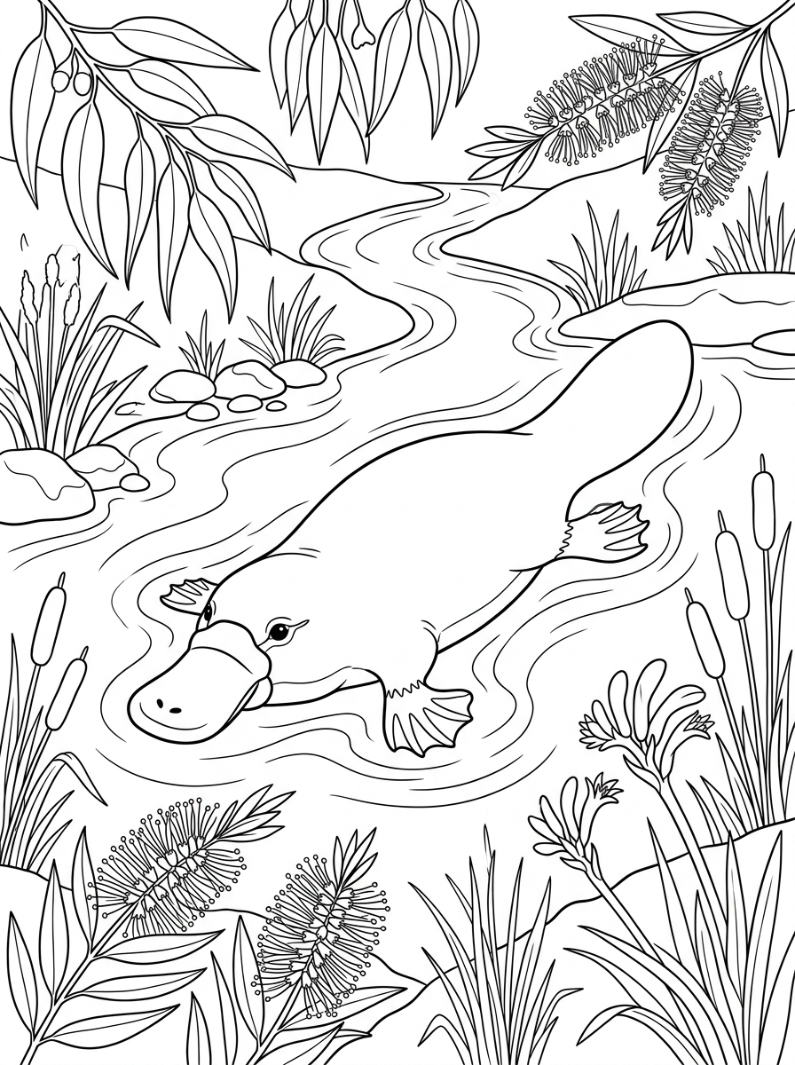 easy cute Platypus coloring pages