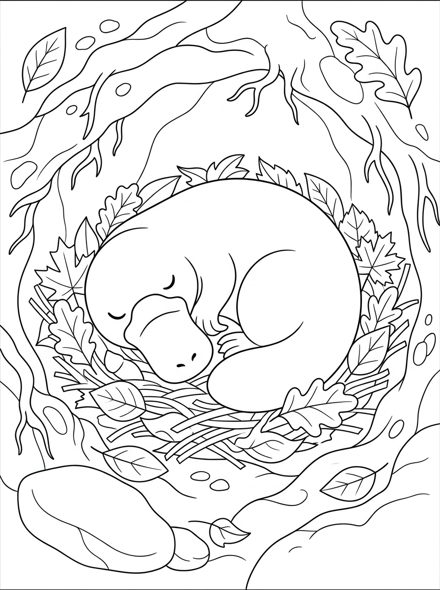 free full size printable Platypus coloring pages for adults pdf