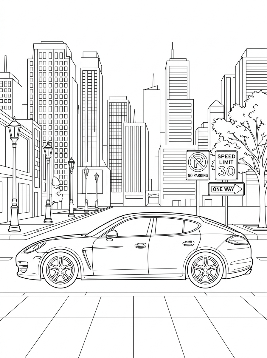 Porsche Coloring Pages 14 printable Porsche coloring pages for adults