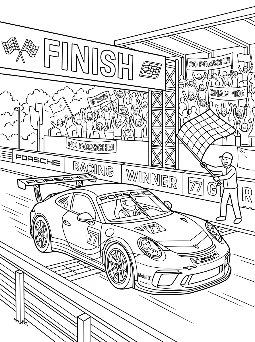 Porsche Coloring Pages 21 kawaii cute Porsche coloring pages
