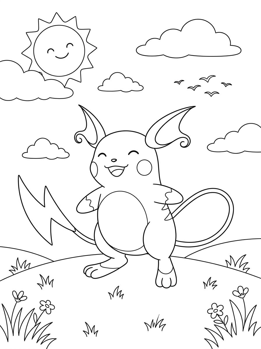 Pages de coloriage Raichu 11 Coloriages faciles de Raichu