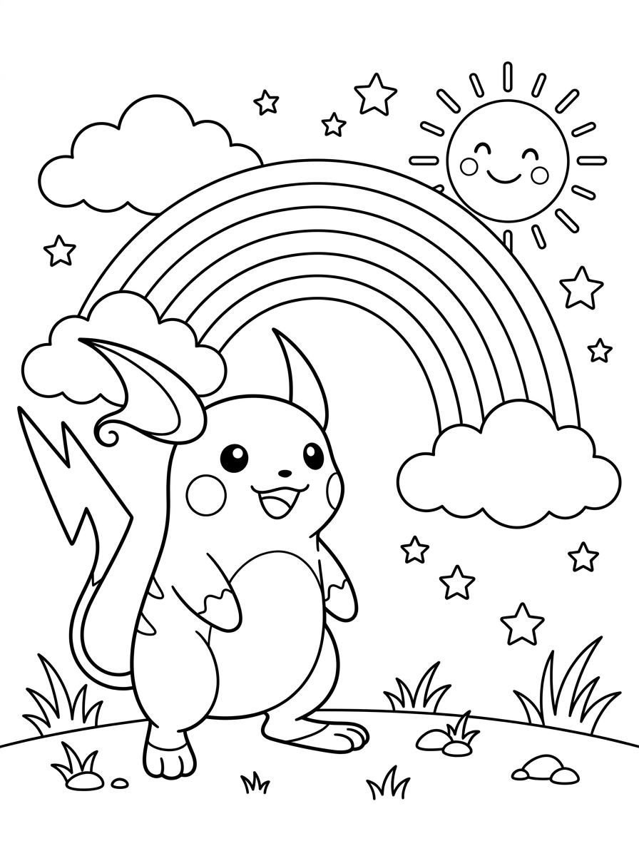 Pages de coloriage Raichu 14 Coloriages de Raichu pour les enfants d'âge préscolaire