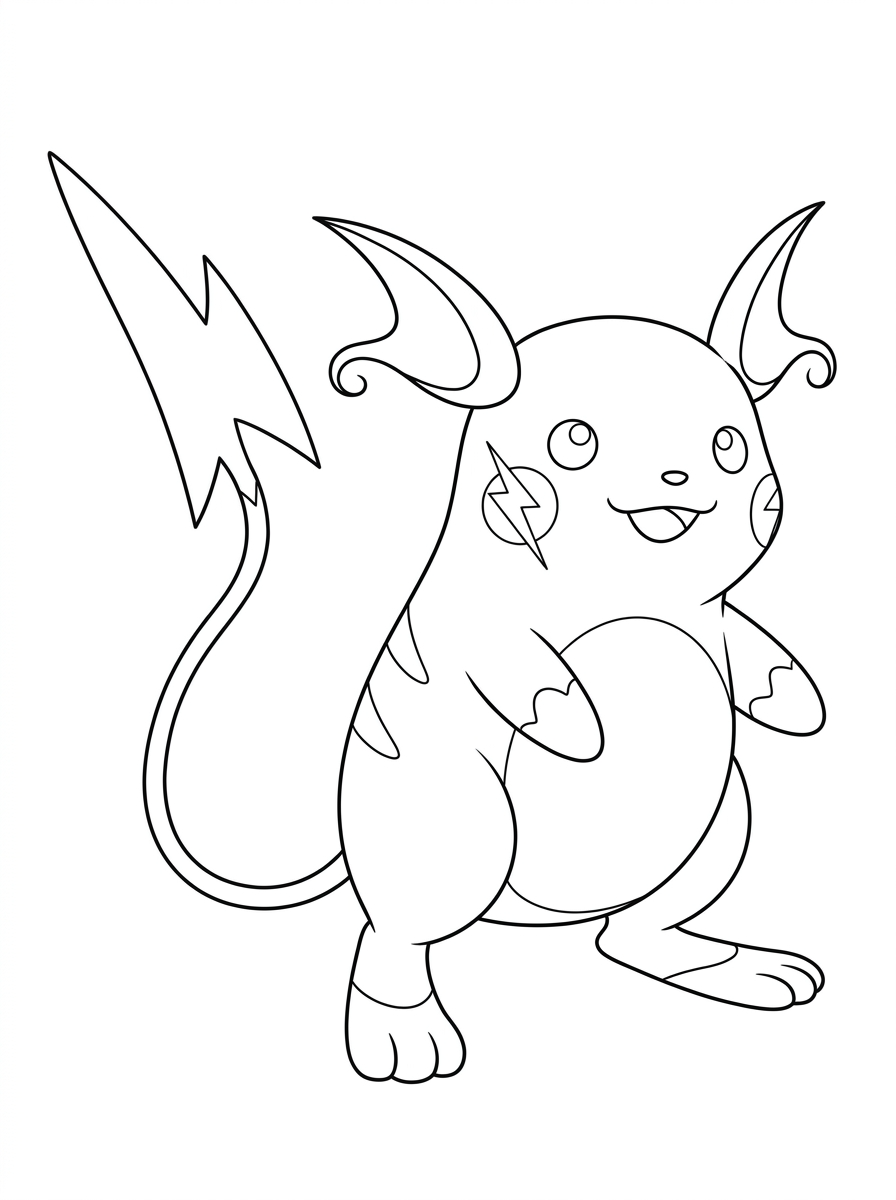 Pages de coloriage Raichu 7 Pages de coloriage Raichu à imprimer gratuitement