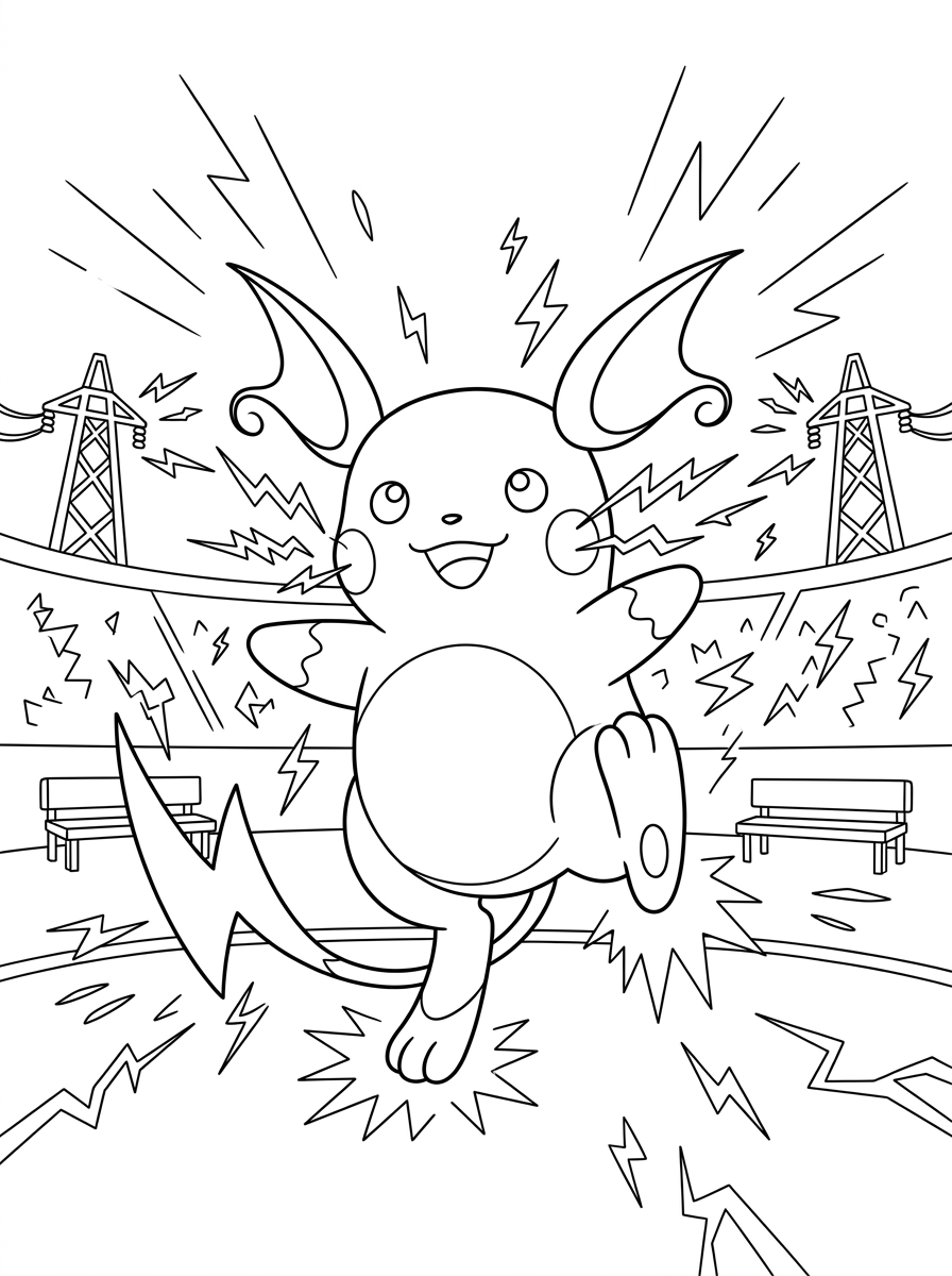 Pages de coloriage Raichu 8 Pages de coloriage Raichu à imprimer gratuitement pour adultes 1
