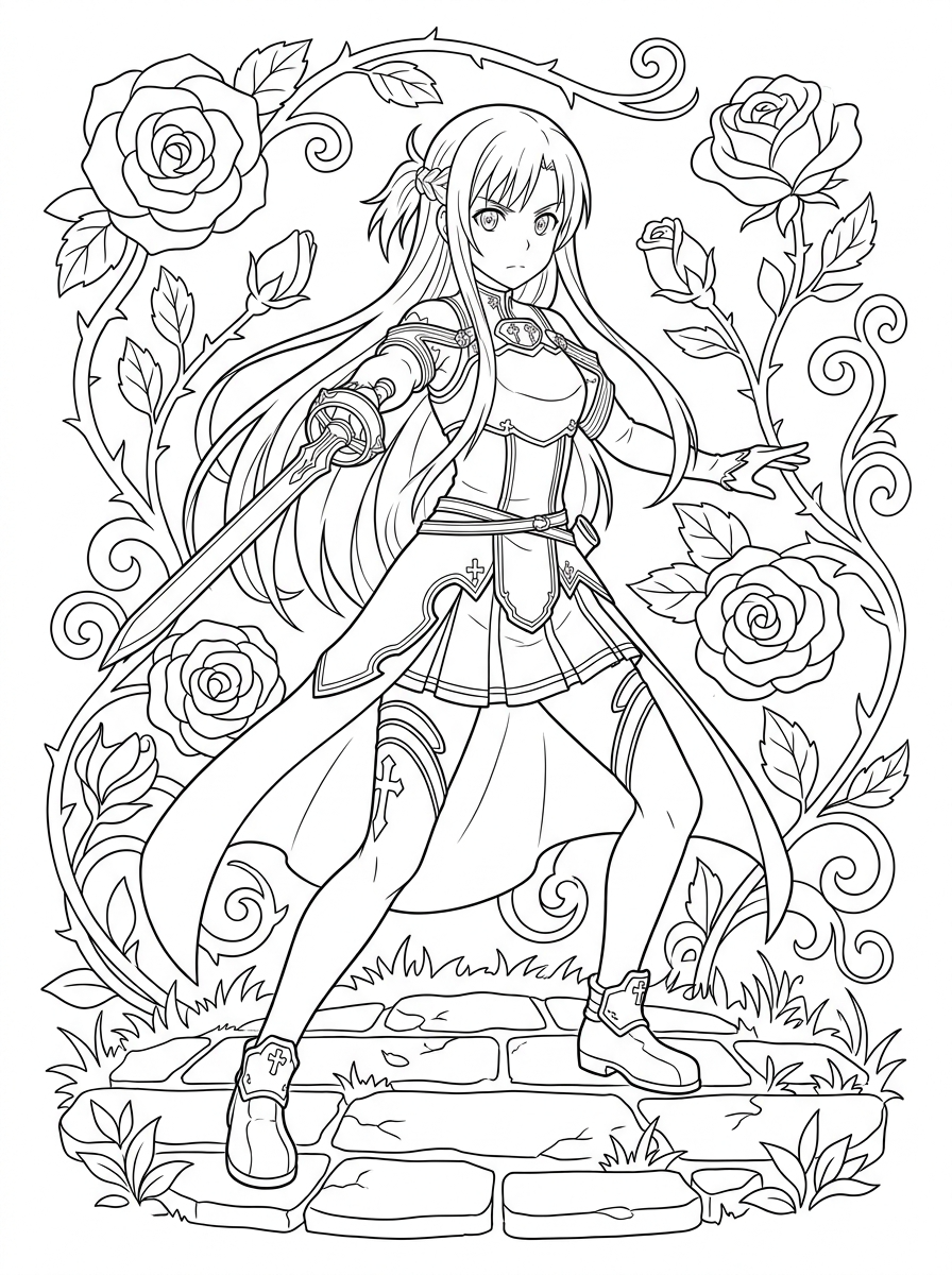 Sword Art Online Coloring Pages 3 free full size printable Sword Art Online coloring pages for adults pdf