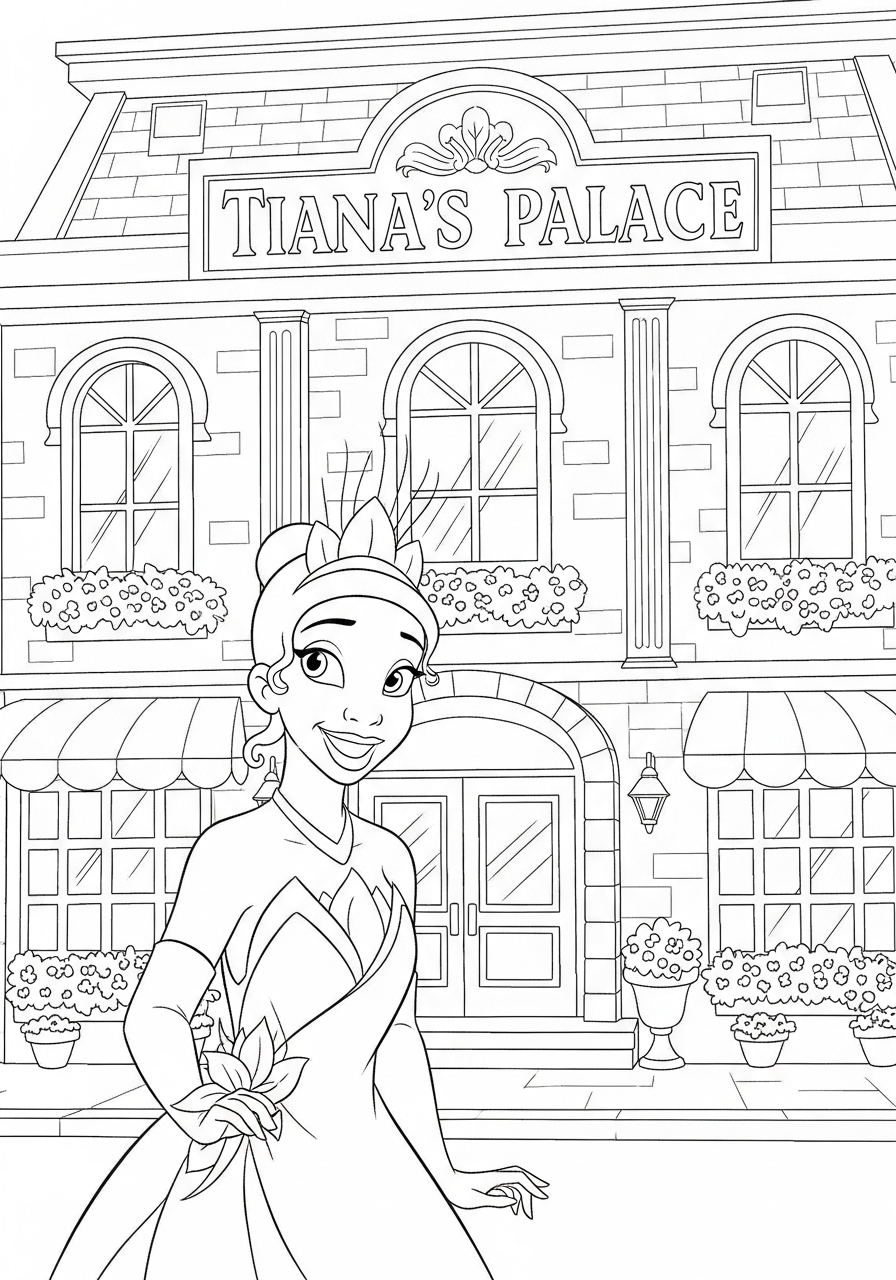 Tiana coloring pages for adults
