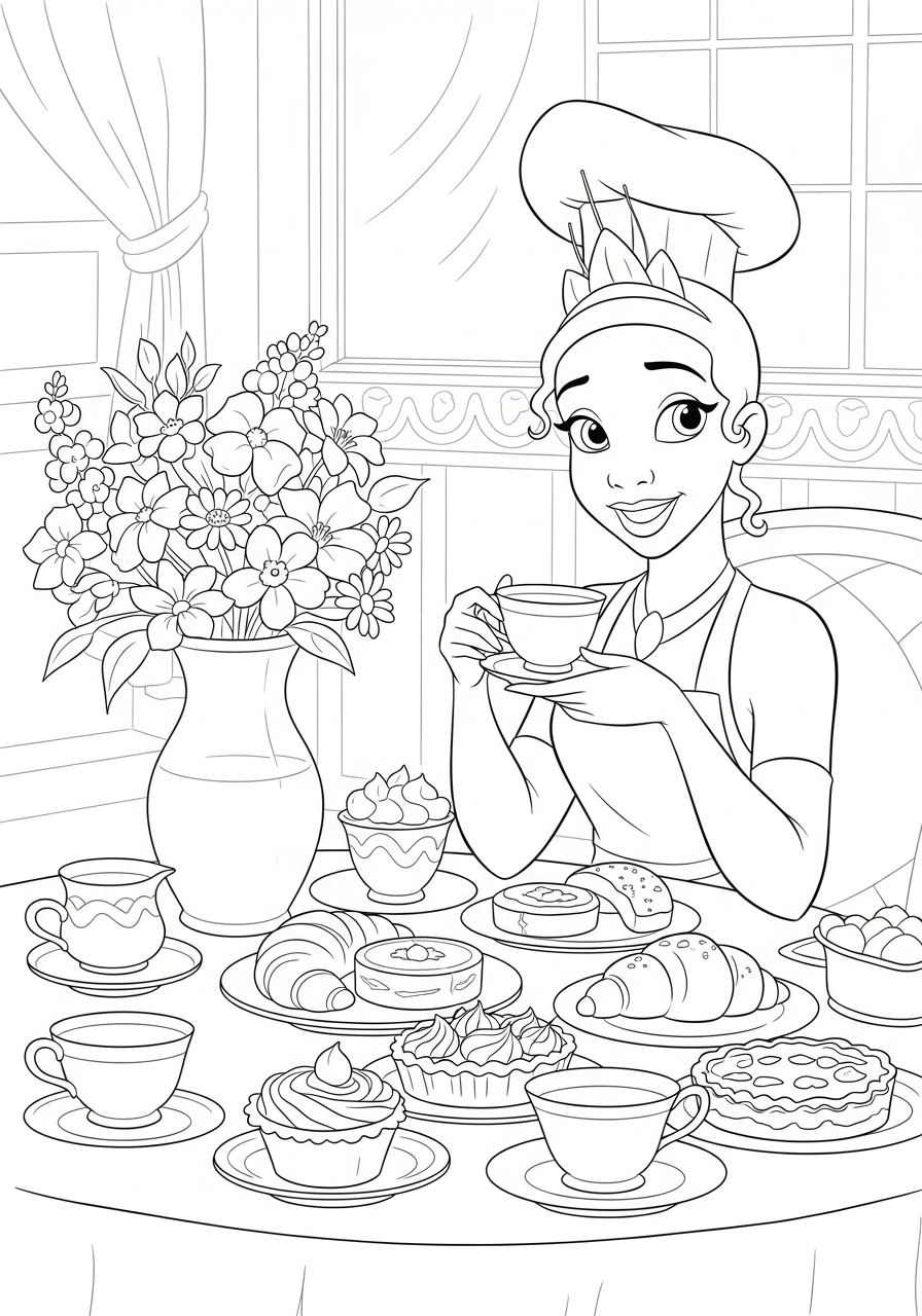 printable Tiana coloring pages for adults