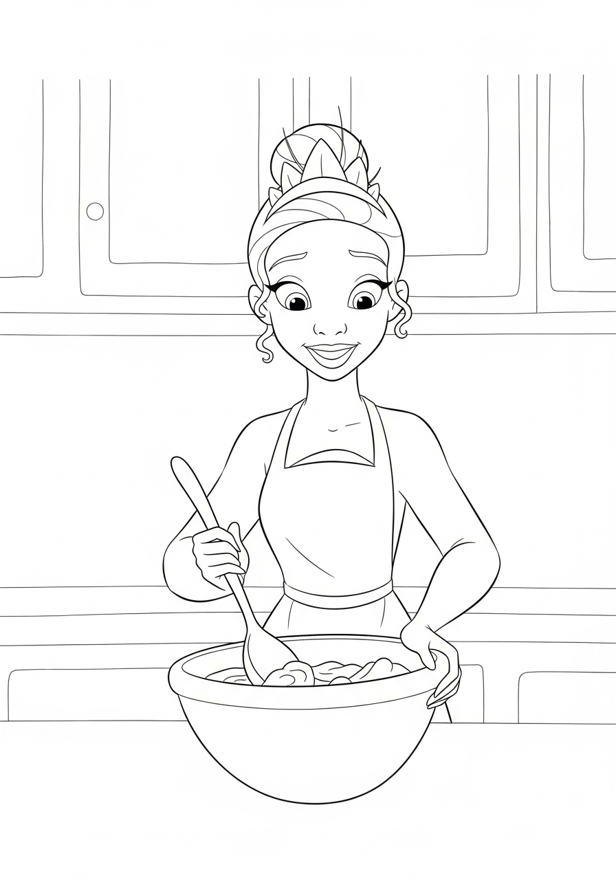 detailed Tiana coloring pages for adults