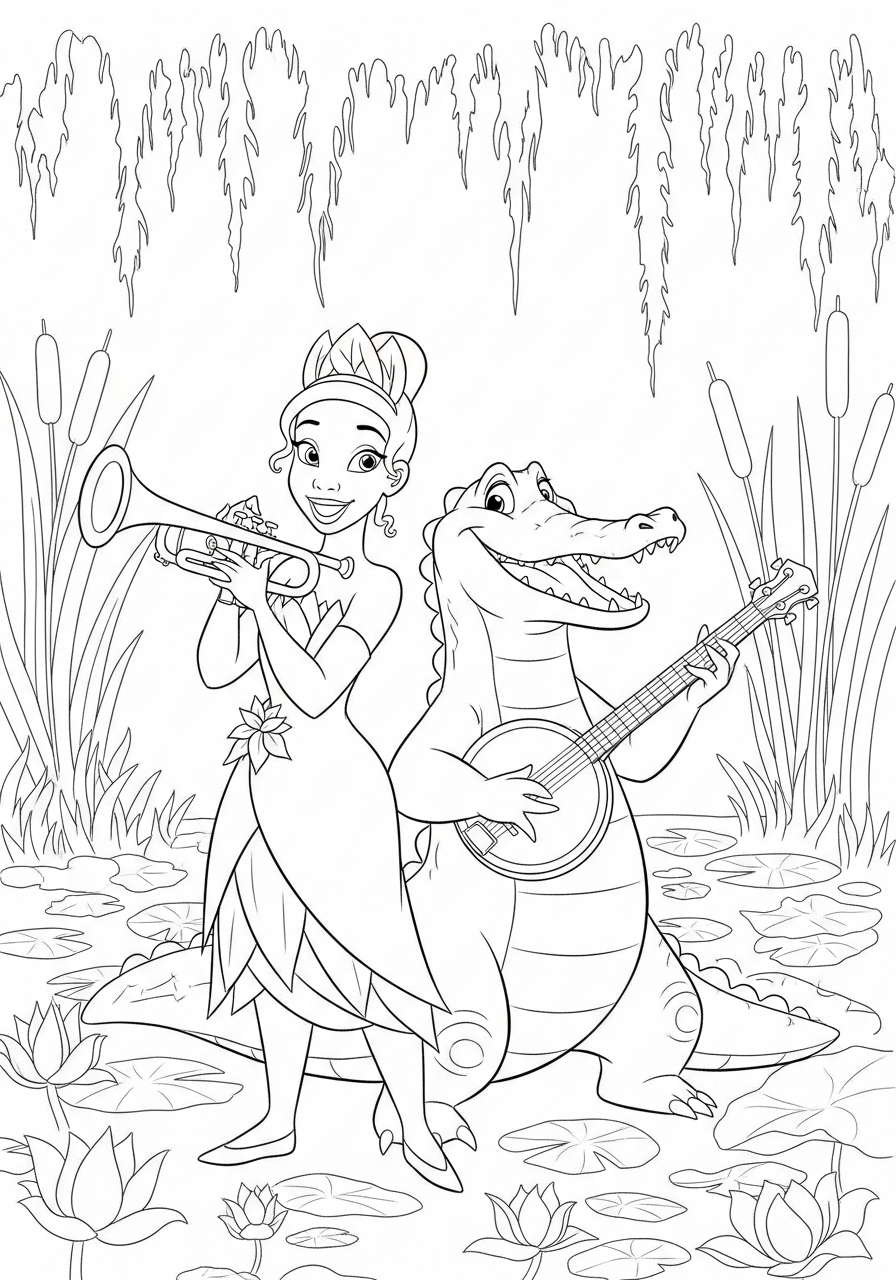 free adult Tiana coloring pages