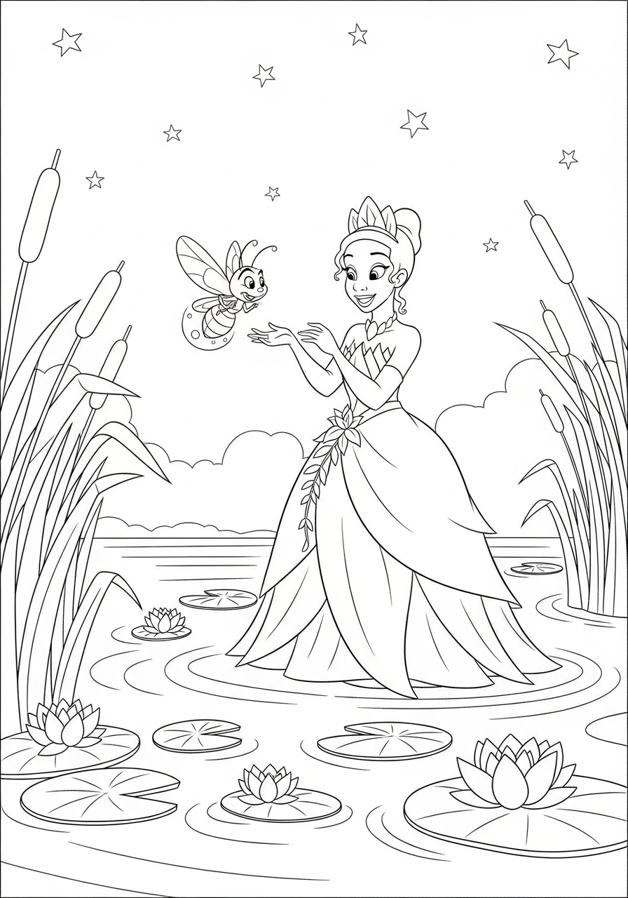 free coloring Tiana pages 1